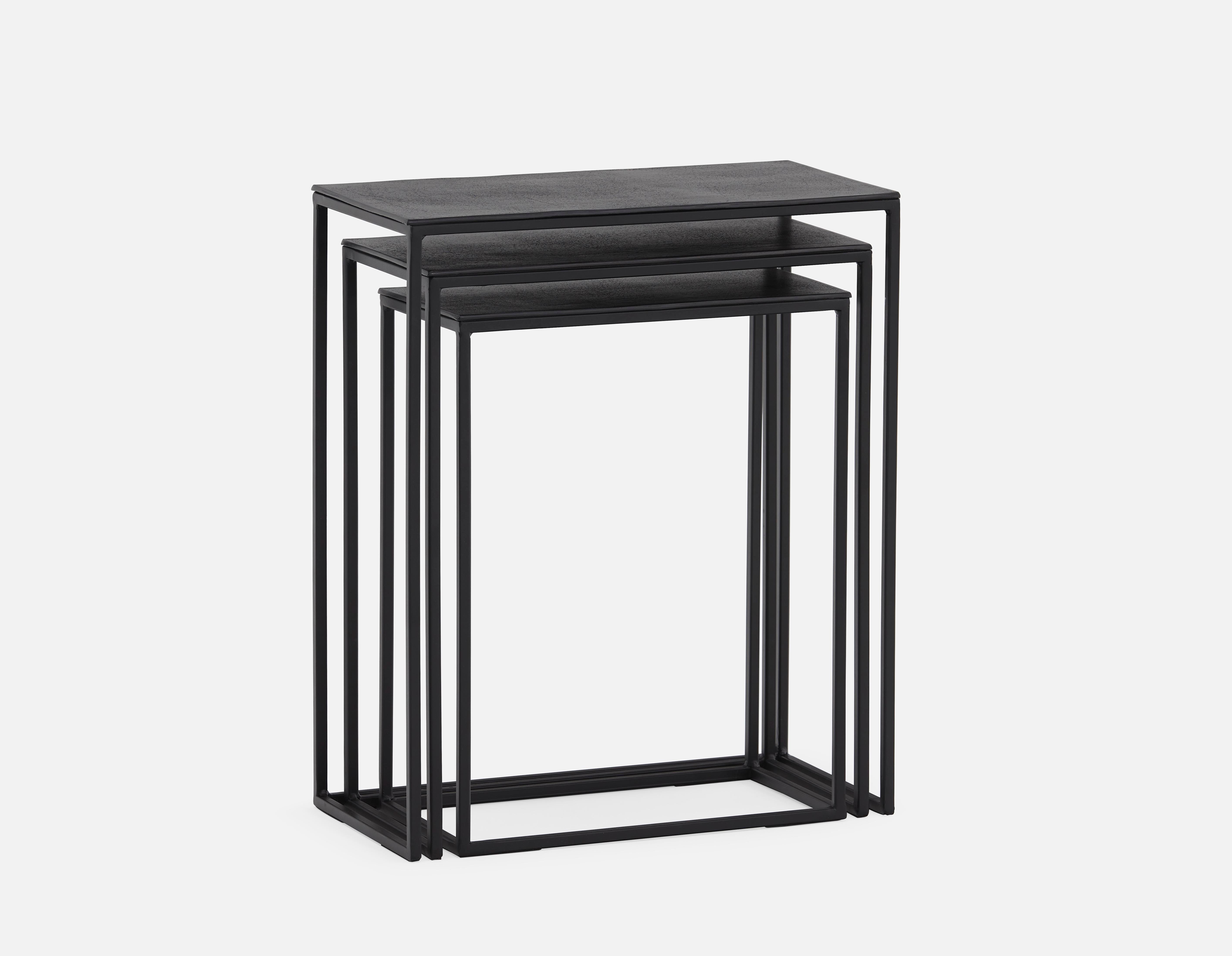 ALLIE set of 3 aluminum and iron nesting tables Structube