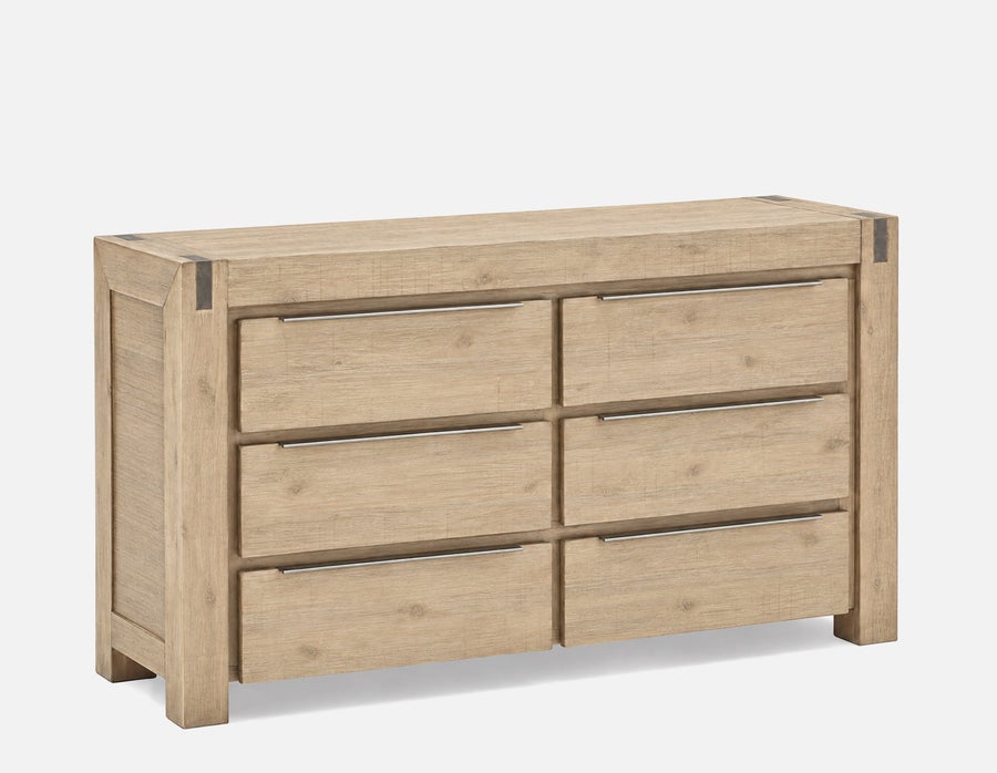 BREMEN modern farmhouse solid acacia wood 6-drawer dresser undefined