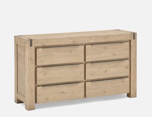 BREMEN - commode à 6 tiroirs en bois d'acacia campagnard moderne - Brun
