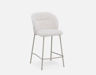 ELODI - tabouret de comptoir contemporain avec dossier 66cm - Blanc
