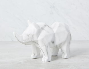 RHYNO - sculpture en faux marbre 28 cm - Blanc