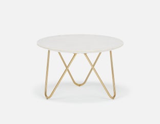 AKOT - round marble coffee table 75 cm with gold-colored metal legs - White
