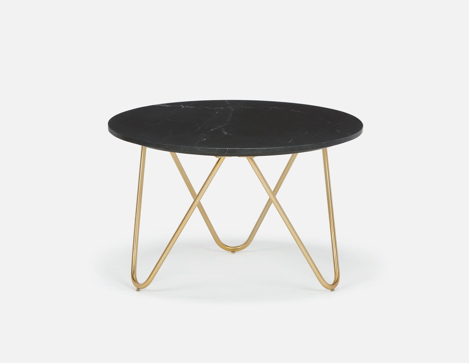 AKOT round marble coffee table 75 cm with gold-colored metal legs