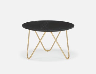 AKOT - round marble coffee table 75 cm with gold-colored metal legs - Black