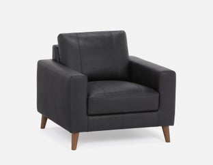 AMARI - fauteuil club classique 100% cuir - Noir