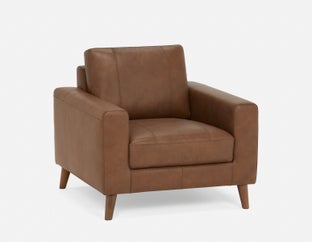 AMARI - fauteuil club classique 100% cuir - Chocolat
