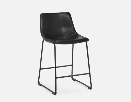 HAYDEN - rétro-moderne tabouret de comptoir avec dossier 61 cm - Noir