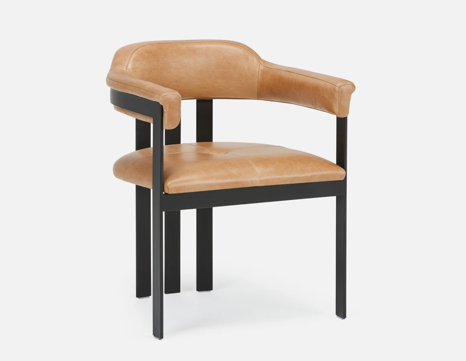 Structube Canada Stefania Leather Dining Armchair Loveseat in Black