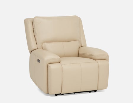 FAOUZI - fauteuil inclinable en cuir contemporain - Beige