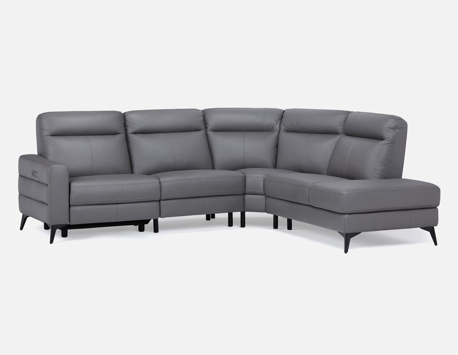 BILLIE canapé d'angle inclinable 100% cuir avec commande électrique côté droit undefined