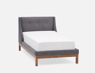 MUROL - tufted upholstered wingback twin size bed - Dark Grey