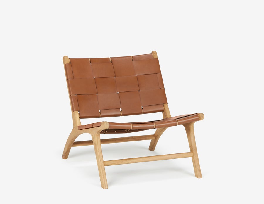 BENTA teak leather woven accent chair undefined