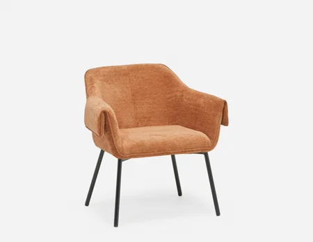 RALPH - chaise de salle à manger rembourrée du milieu du siècle - Rouille