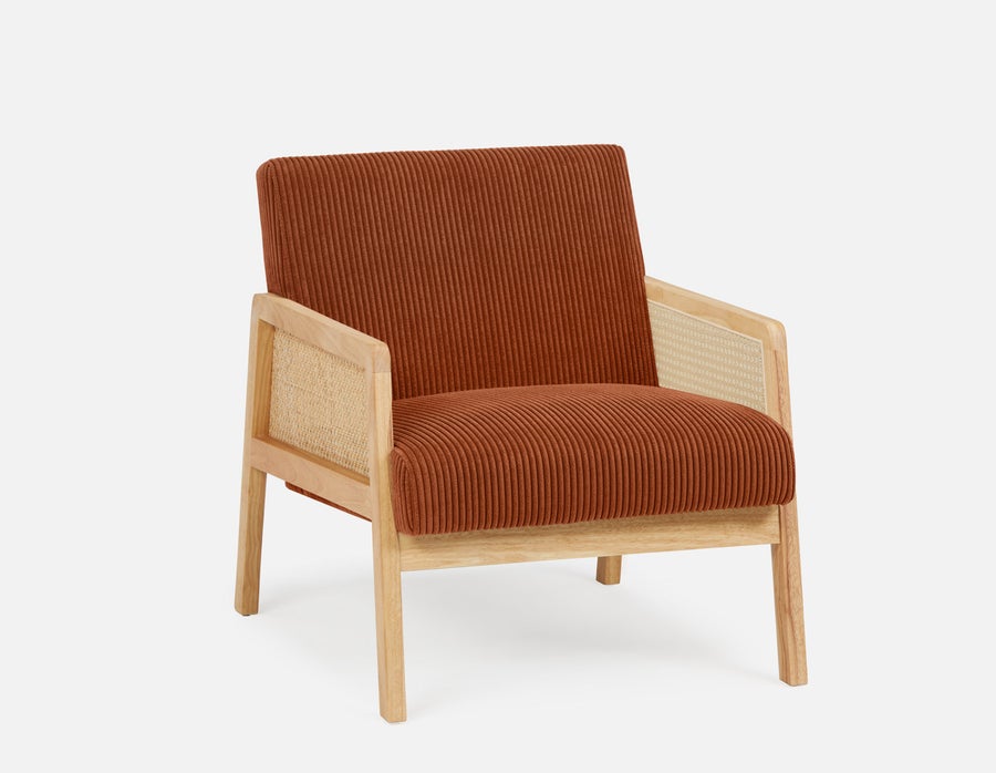 BECKETT fauteuil aux accents de velours côtelé et de rotin undefined