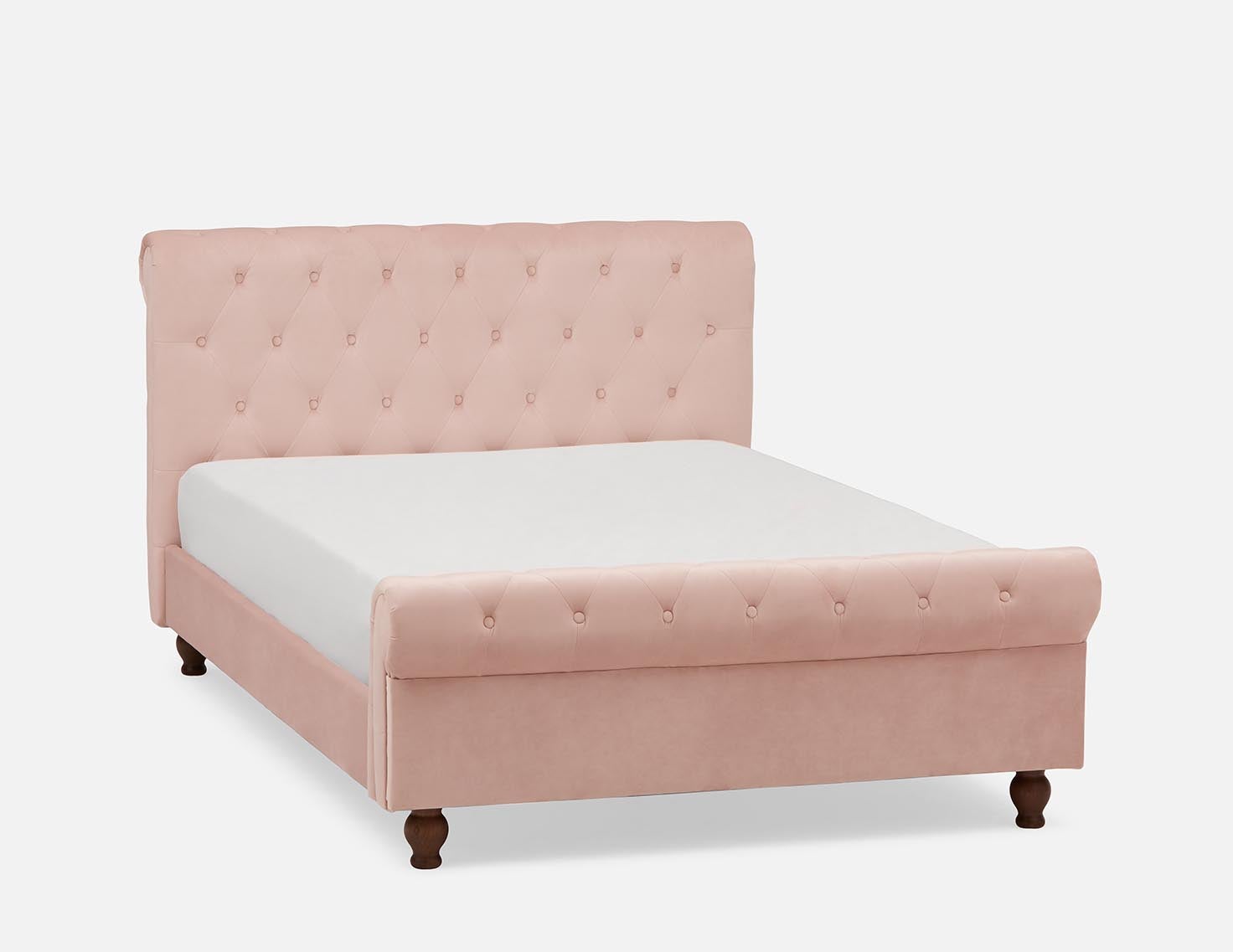 MOSS tufted velvet double size sleigh bed