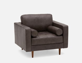 KINSEY - fauteuil 100 % cuir - Gris