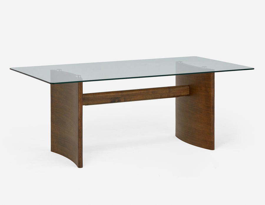 JOELLE solid rubberwood dining table with tempered glass top 200 cm undefined