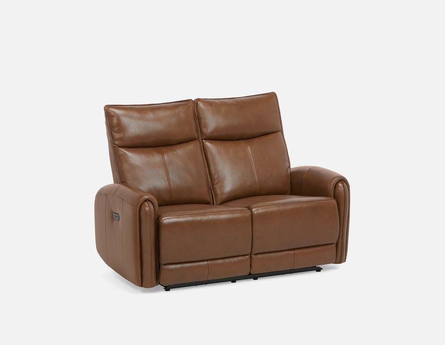 CALVERO contemporary power-reclining 100% leather loveseat with usb port undefined