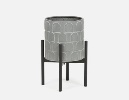 DREW - cache-pot et support en métal 21 cm - Noir/blanc