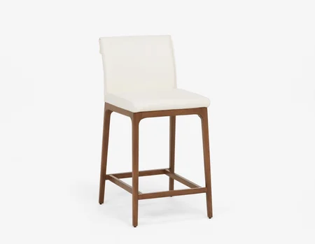 EVA - tabouret de comptoir moderne 100% cuir 66cm - Blanc