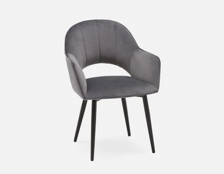 BAILEY - chaise de salle à manger en velours contemporaine - Gris