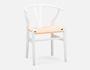 DENMARK - beech wood and paper cord dining chair - White