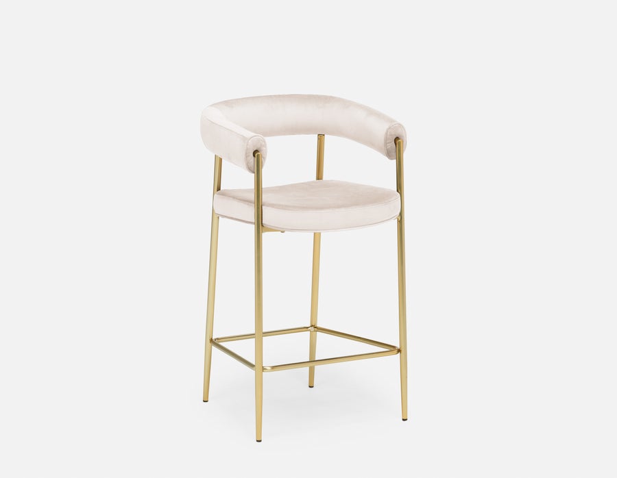TAURO velvet stool, gold plated frame, seat height 66cm undefined
