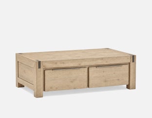 BREMEN - table basse en bois d'acacia avec tiroirs campagnard moderne - Brun