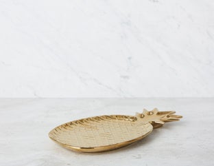 ANANAS II - assiette en forme d'ananas 32 cm - Or