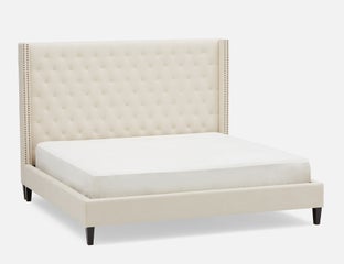 VERSAILLES - traditional tufted upholstered wingback king size bed - Beige
