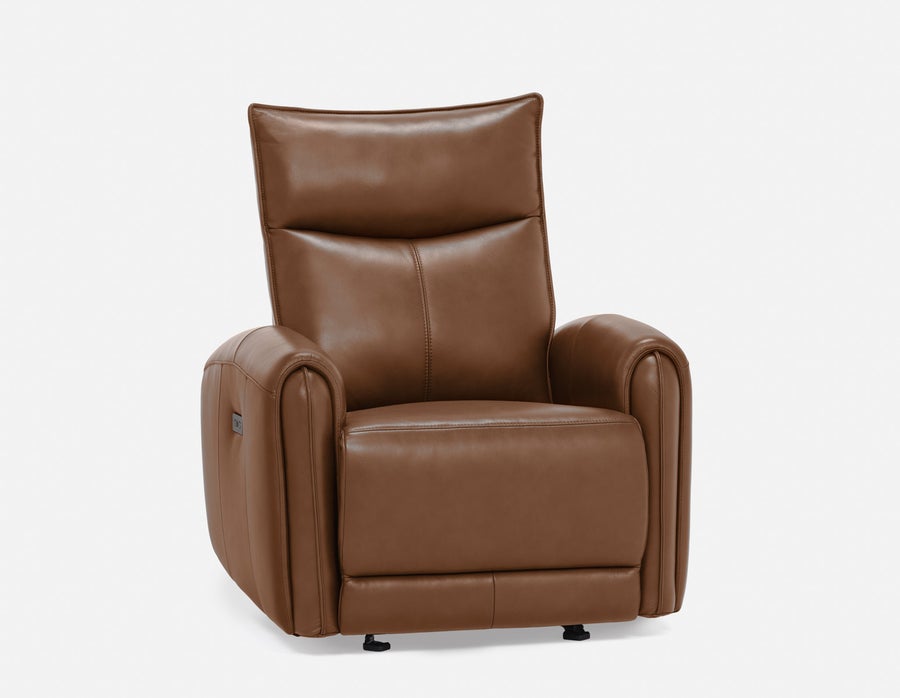 CALVERO contemporary power-reclining and glider 100% leather armchair with usb port undefined