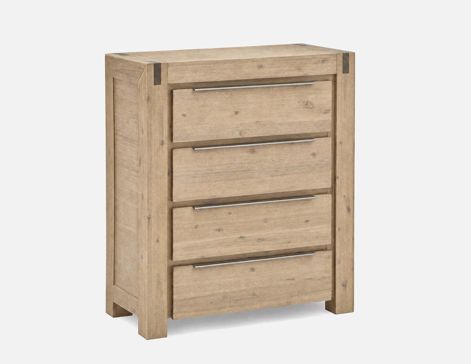 BREMEN - commode à 4 tiroirs en bois d'acacia campagnard moderne - Brun