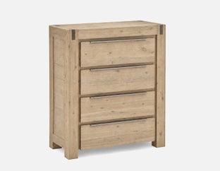 BREMEN - modern farmhouse acacia wood 4-drawer chest - Brown