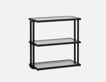 AGLAYA - 3-Tier tempered Glass Shelves 84cm - Black