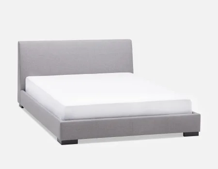 DENICE - modern contemporary upholstered queen size bed - Light Grey
