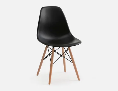 EIFFEL - chaise avec base en bois d'hêtre massif moderne du milieu du siècle - Noir