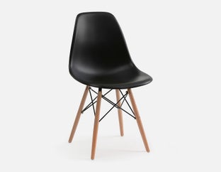 EIFFEL - chaise avec base en bois d'hêtre massif moderne du milieu du siècle - Noir