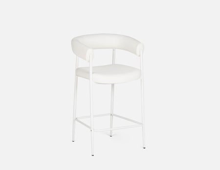 TAURO - leatherette stool, brushed frame, seat height 66cm - White
