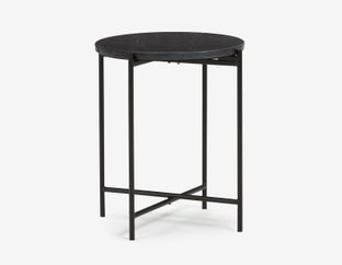 DENVER - table d’appoint ronde en marbre 45cm - Noir