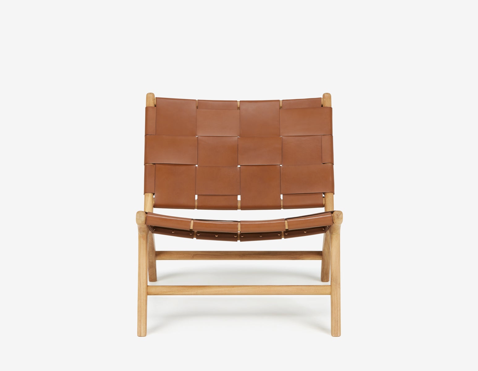 BENTA chaise d'appoint en teck et cuir tressé undefined