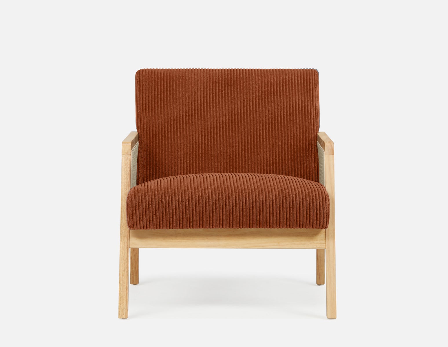 BECKETT armchair with corduroy and rattan accents undefined