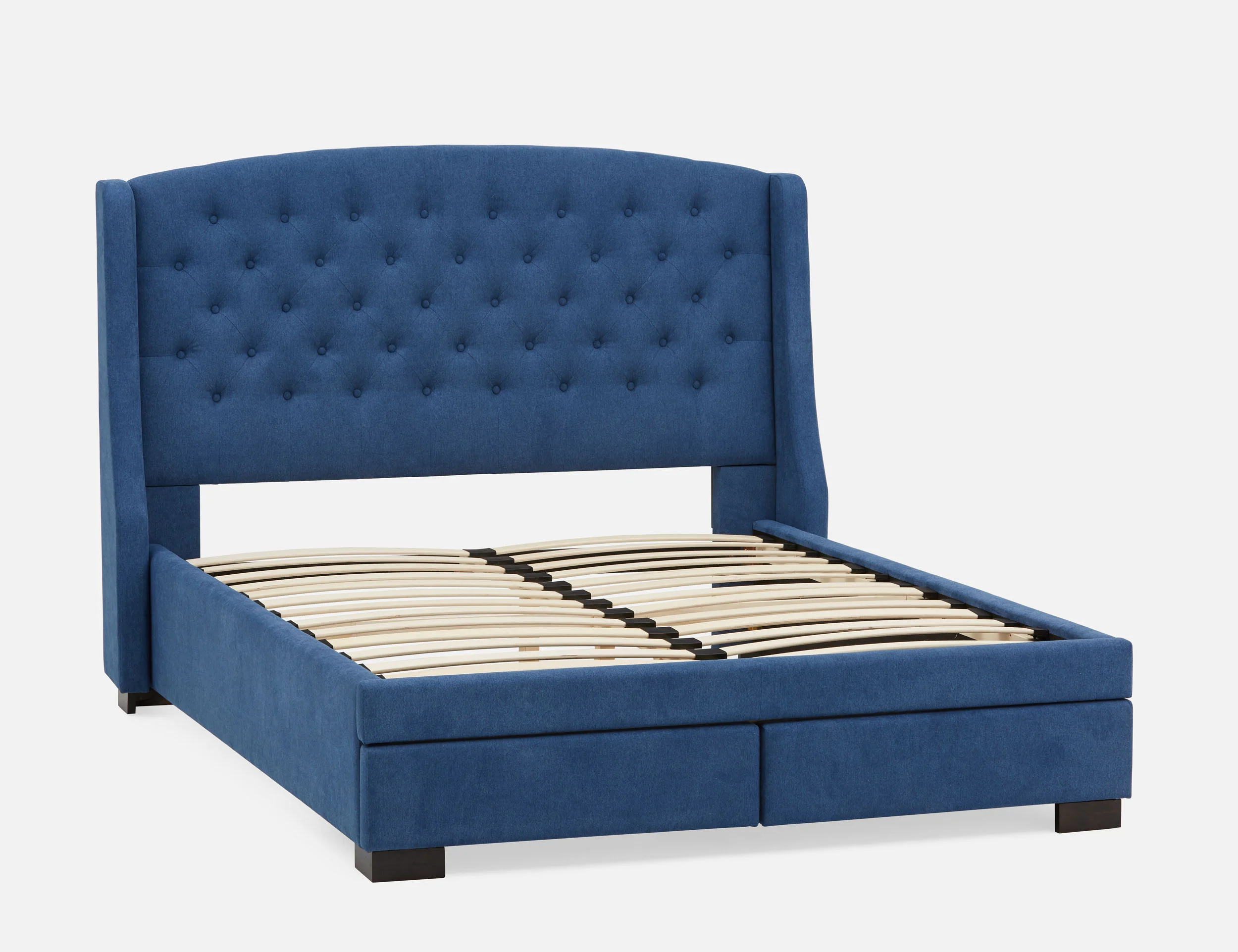 RAVEL tufted upholstered wingback queen size bed with storage | Structube