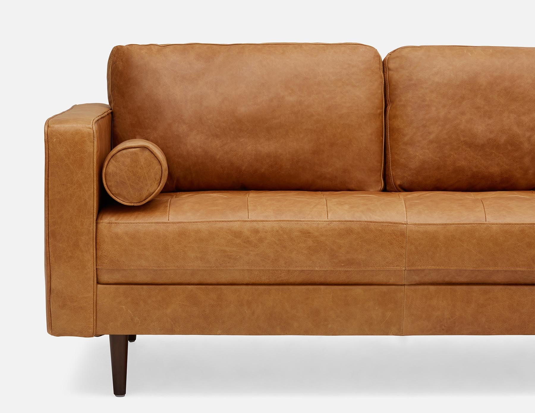 KINSEY mid-century modern right-facing 100% leather sectional sofa undefined