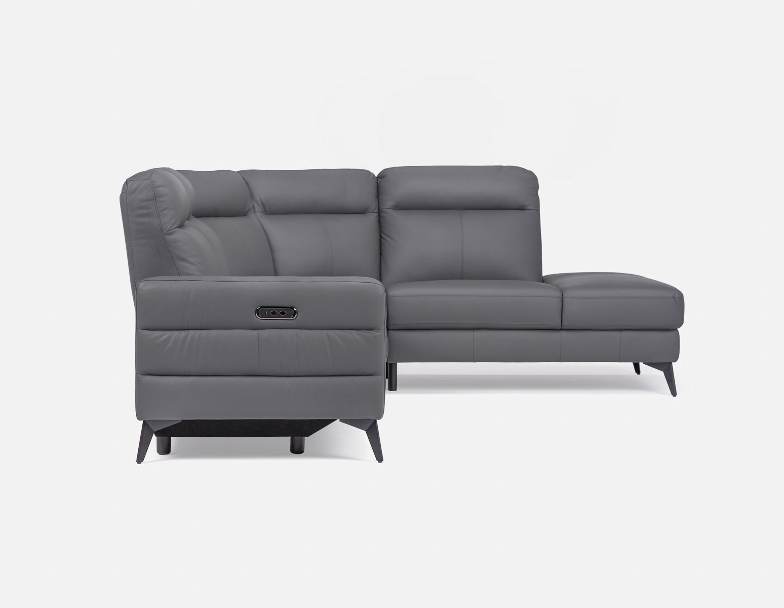 BILLIE canapé d'angle inclinable 100% cuir avec commande électrique côté  droit undefined