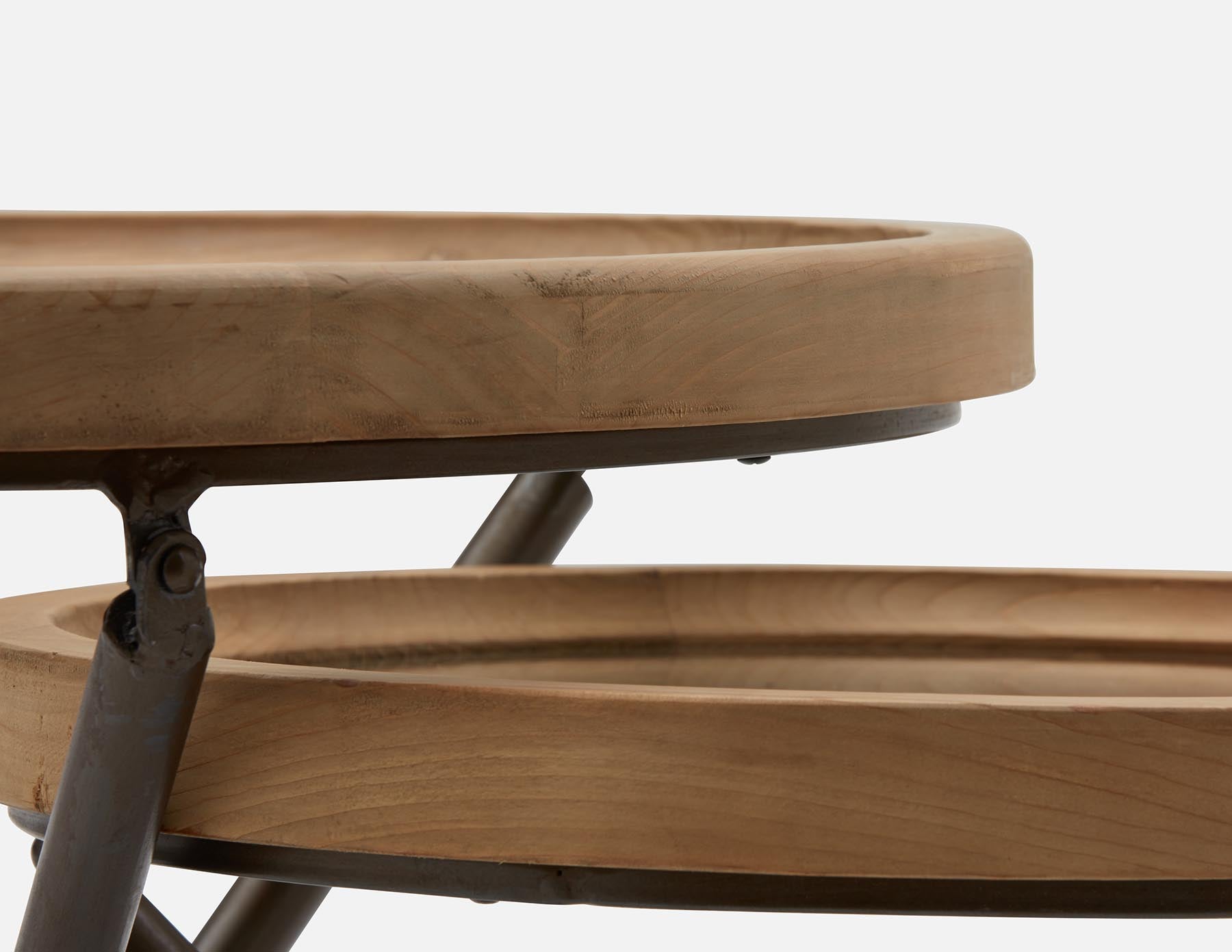 KAY set of 2 fir wood nesting tables with tempered glass tops undefined