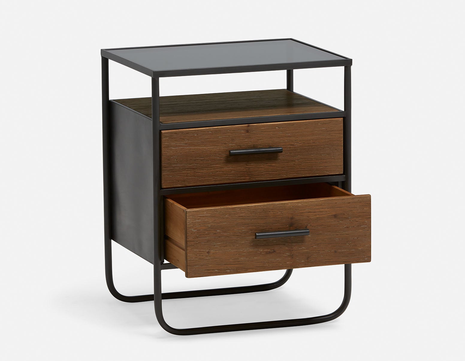 CORY firwood iron and glass nightstand Structube