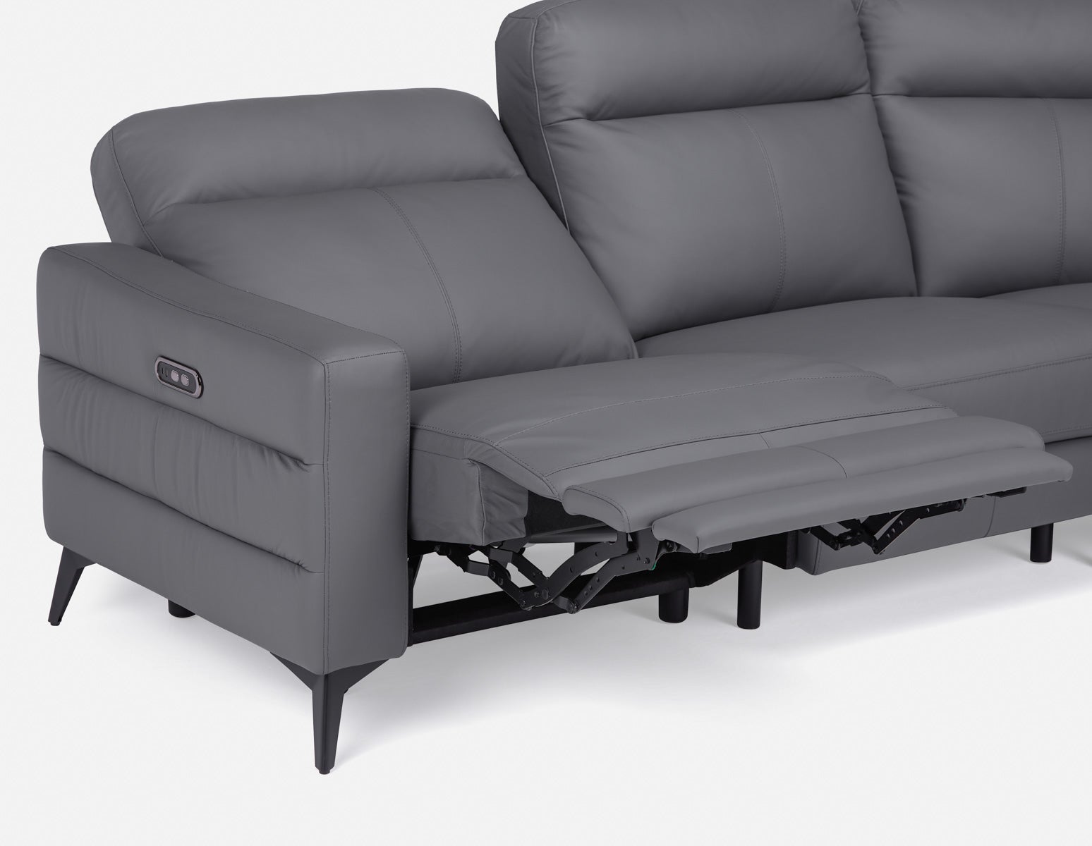 BILLIE canapé d'angle inclinable 100% cuir avec commande électrique côté  droit undefined