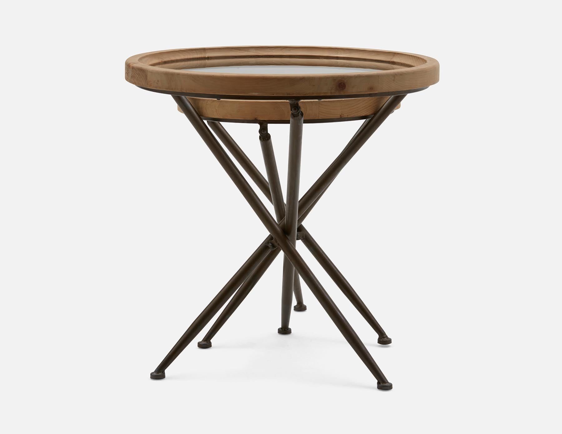 KAY set of 2 fir wood nesting tables with tempered glass tops undefined