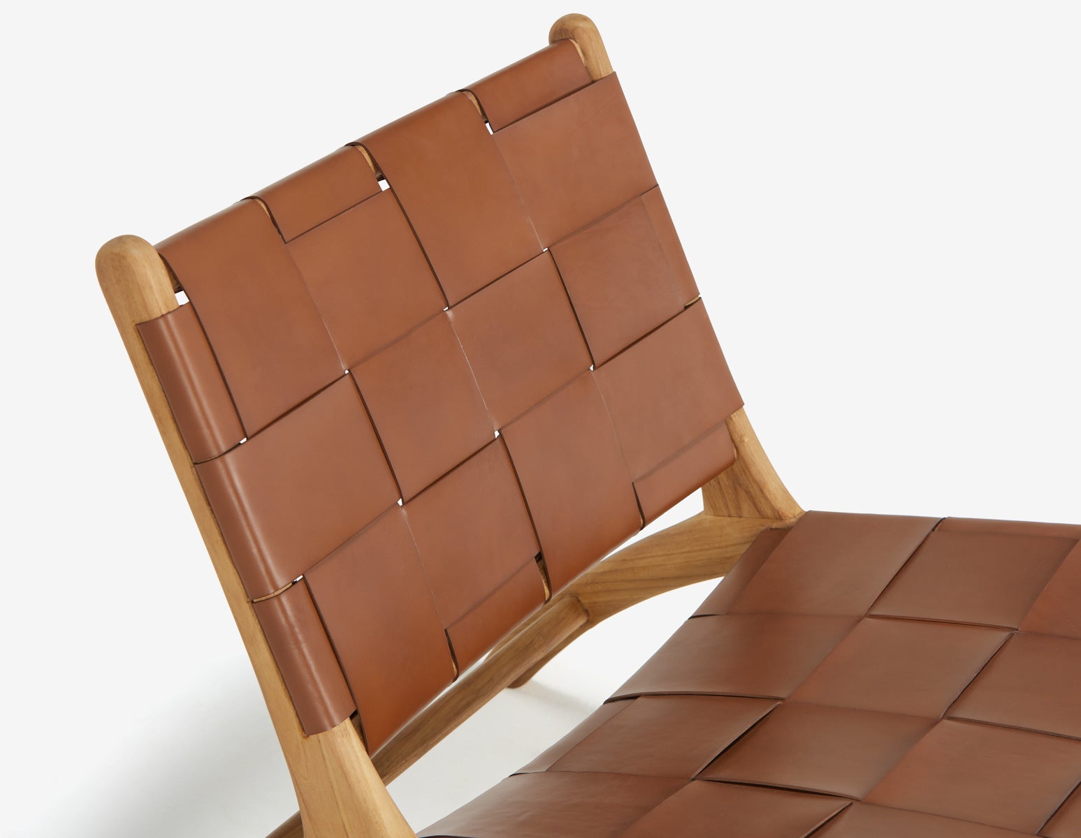 BENTA chaise d'appoint en teck et cuir tressé undefined