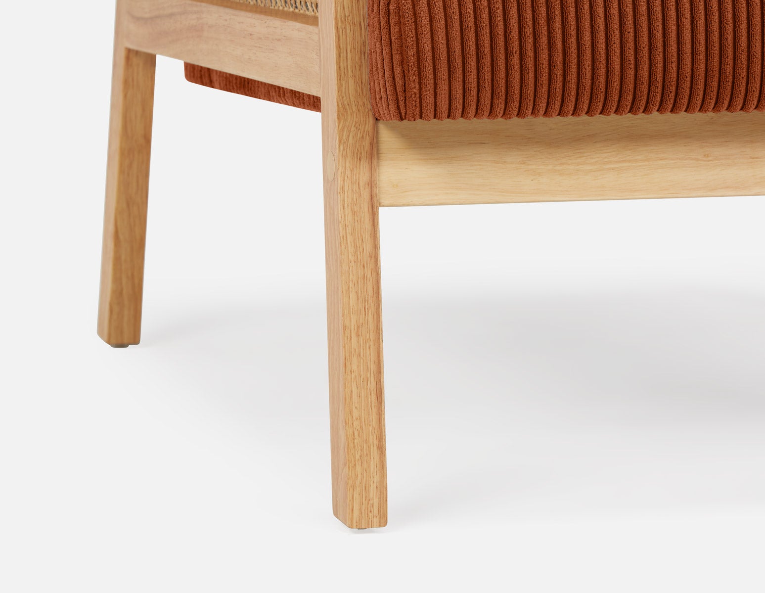 BECKETT armchair with corduroy and rattan accents undefined
